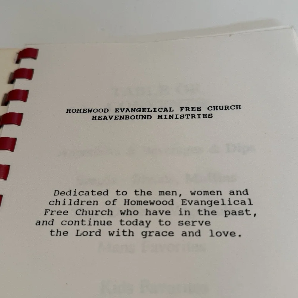 Homewood Evangelical Free Church Moline Illinois Cookbook Spiral Bound Recipes
